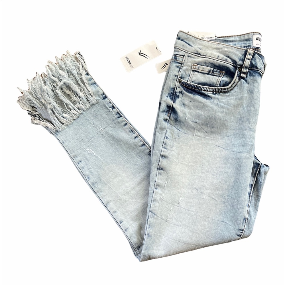 William Rast Ice Washed Fringed Hem Jeans - Picture 9 of 11
